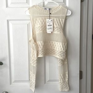 Zara Cold Shoulder Knit Top- New!